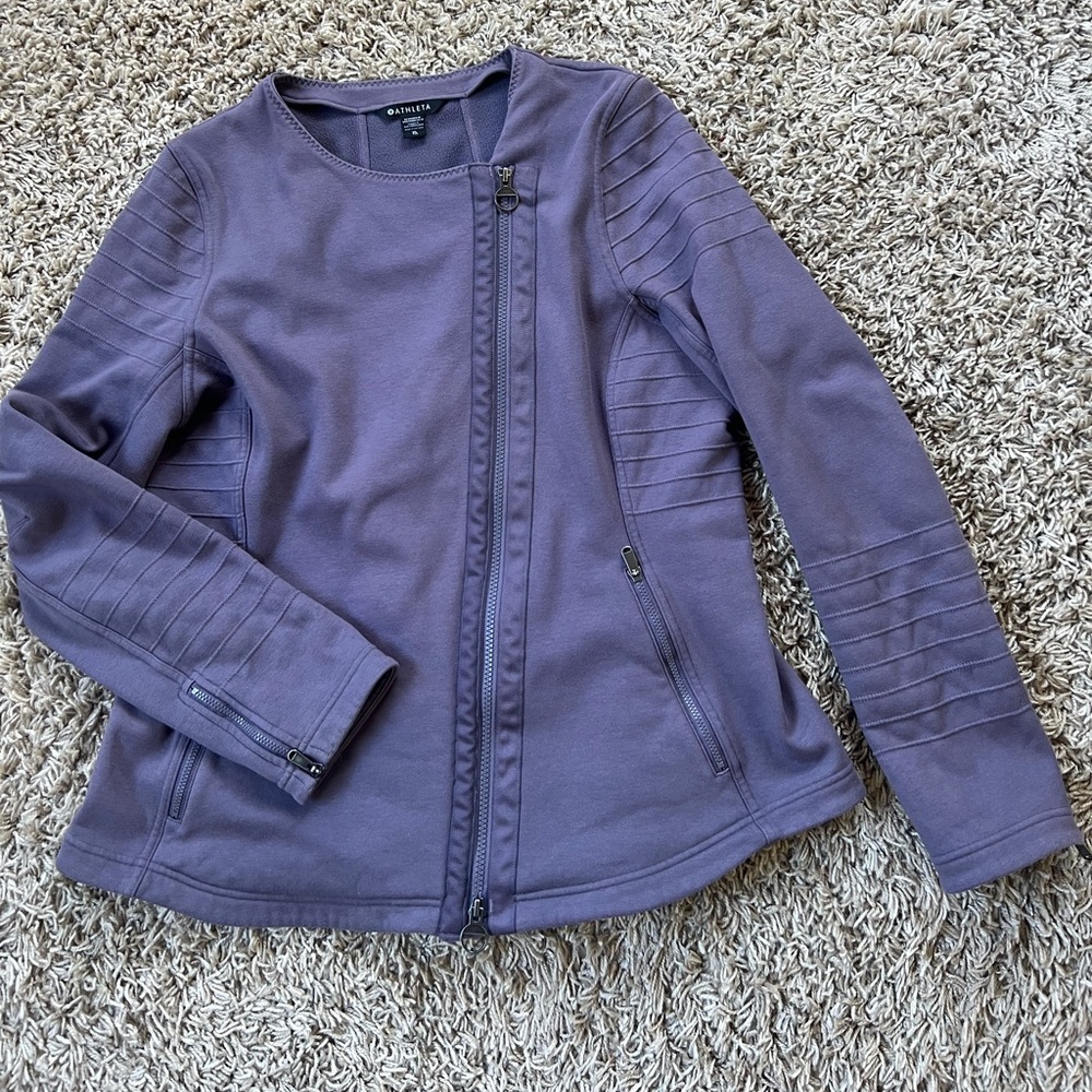 Athleta Purple Bomber Jacket Lightweight Zip-Up
